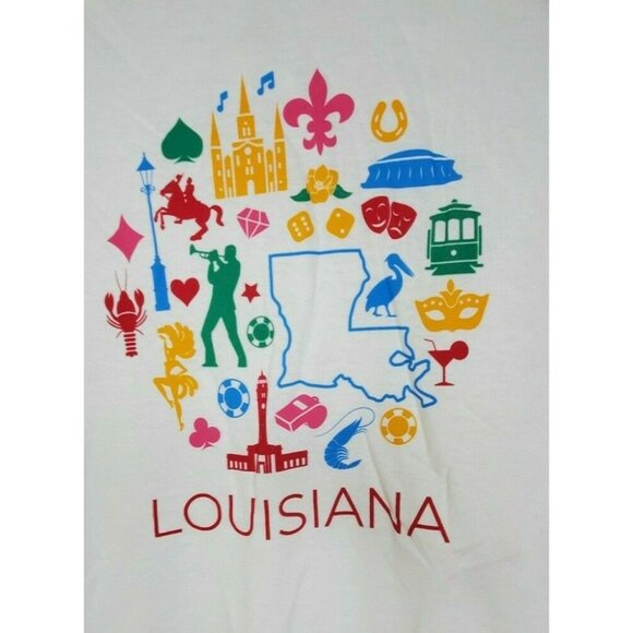 Unisex 1/4 Sleeve Louisiana Icon Collection White Red Caesars Ent Shirt 0007490 - Picture 3 of 11